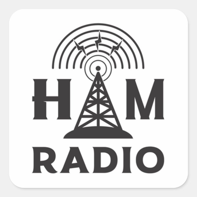 Sticker Carré HAM Radio Amateur Opérateur Antenne Code Idée cade (Devant)