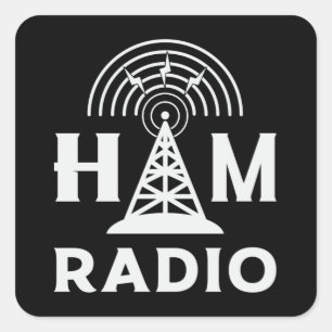 Sticker Carré HAM Radio Opérateur Antenne Code Amateur Idée cade