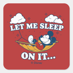 Sticker Carré Hamac de Mickey Mouse "Laissez-moi dormir dessus…"