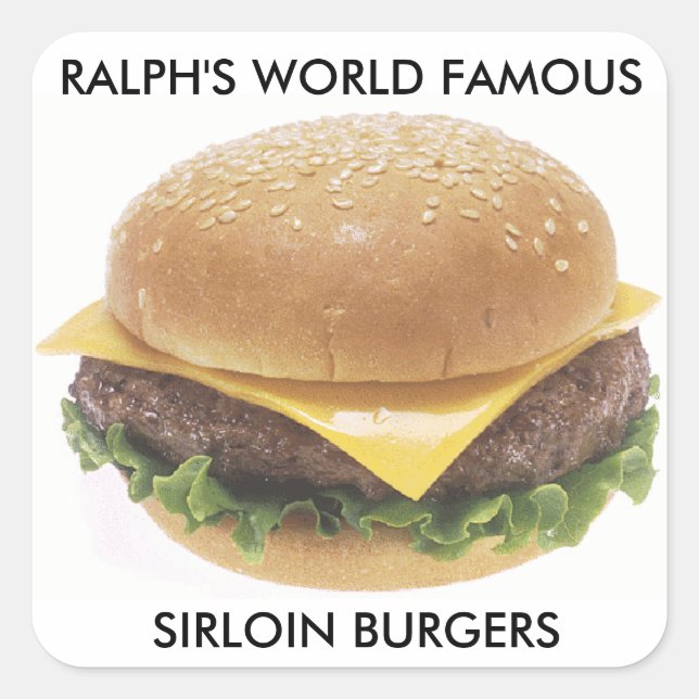 Sticker Carré Hamburgers de renommée mondiale de l'aloyau de (Devant)