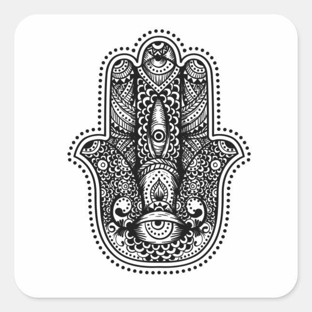 Sticker Carré Hamsa La Main de la déesse (Devant)