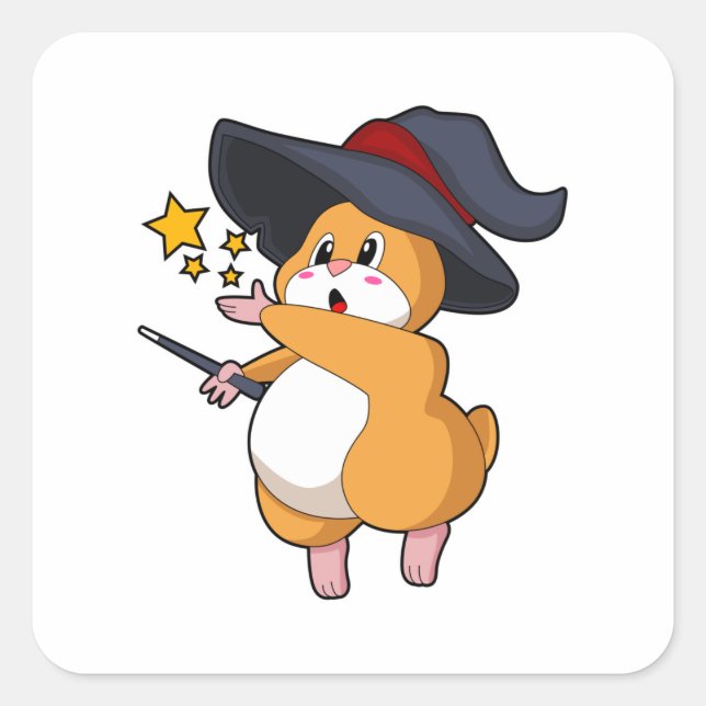 Sticker Carré Hamster as Wizard with Magic mur (Devant)
