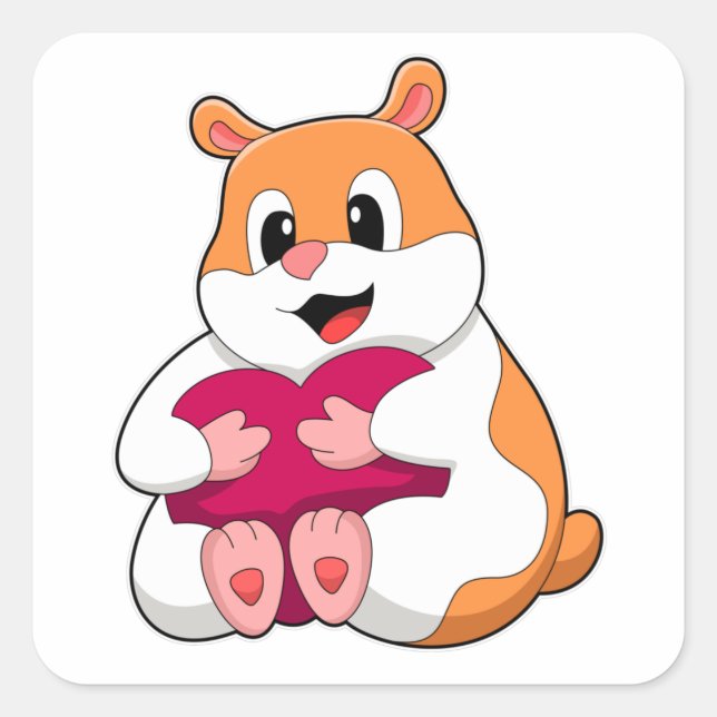 Sticker Carré Hamster au coeur (Devant)