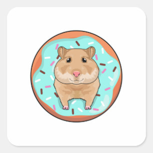 Sticker Carré Hamster avec Donut