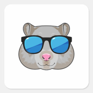 Sticker Carré Hamster avec lunettes de soleil