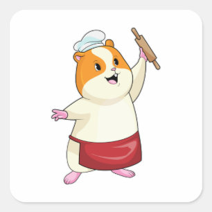Sticker Carré Hamster comme boulon avec broche à rouleaux