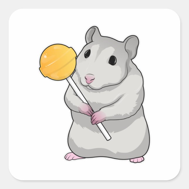 Sticker Carré Hamster Lollipop (Devant)