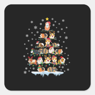 Sticker Carré Hamster Lover Christmas Tree Guinée Pigs