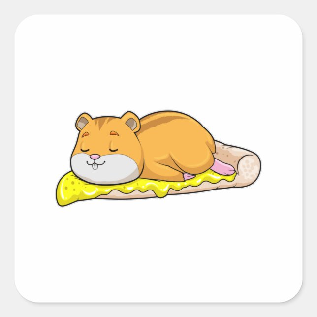 Sticker Carré Hamster & Pizza au fromage (Devant)