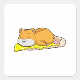 Sticker Carré Hamster & Pizza au fromage