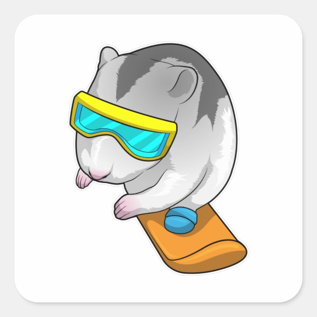 Sticker Carré Hamster Snowboard Snowboard (Devant)