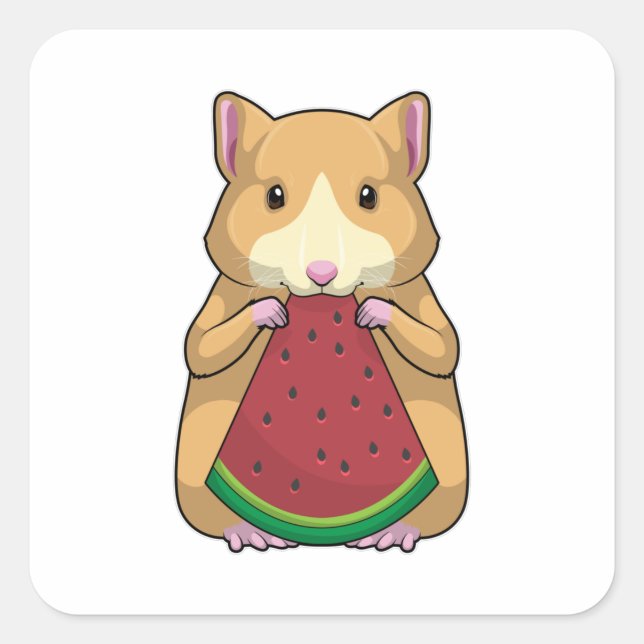 Sticker Carré Hamster with Watermelon (Devant)