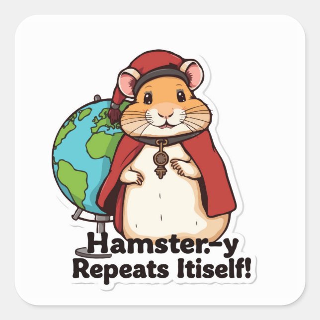 Sticker Carré Hamster-y se répète ! - Hamster Quirky (Devant)