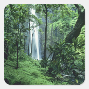 Sticker Carré Hanakapiai Chutes le long de la côte Na Pali, Kaua