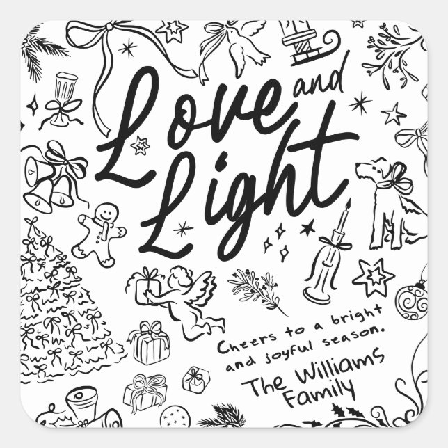 Sticker Carré Hand Draw Christmas  (Devant)