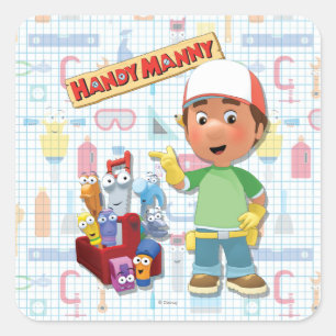 Sticker Carré Handy Manny et ses outils de discussion