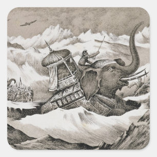 Sticker Carré Hannibal (247-c.183 avant JC) et ses éléphants de