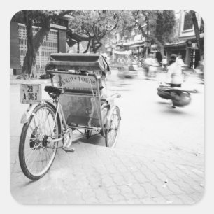 Sticker Carré Hanoi Viêt Nam, Cyclo dans le Vieux Hanoï