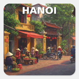 Sticker Carré Hanoï Vietnam Travel