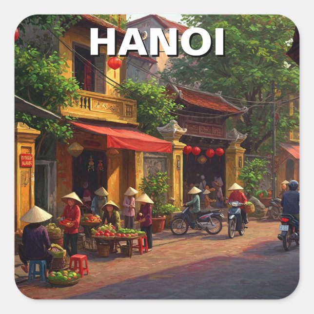 Sticker Carré Hanoï Vietnam Travel (Devant)