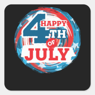Sticker Carré Happy 4 juillet - drapeau américain Couleur