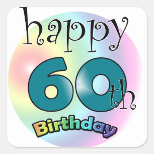 Sticker Carré Happy 60th Birthday