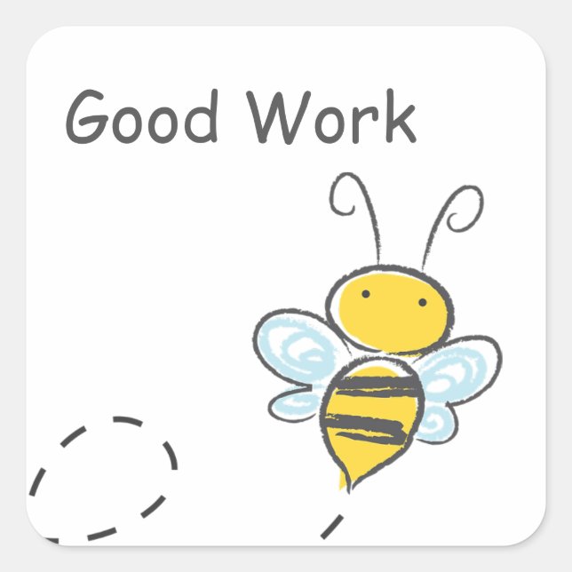 Sticker Carré Happy Bee Good Work (Devant)