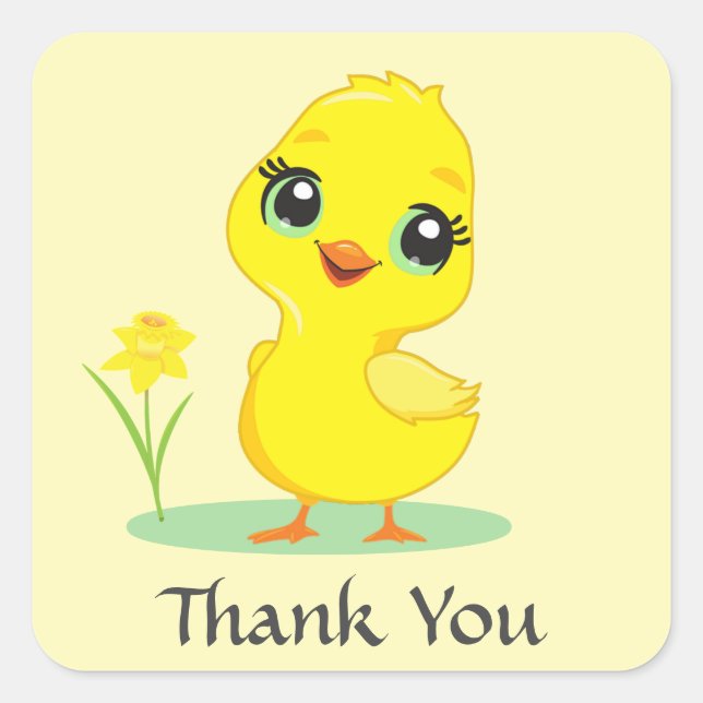 Sticker Carré Happy Chick Merci (Devant)