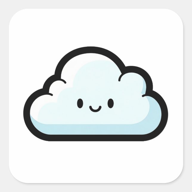 Sticker Carré Happy Cloud – Cute Kawaii Illustration (Devant)