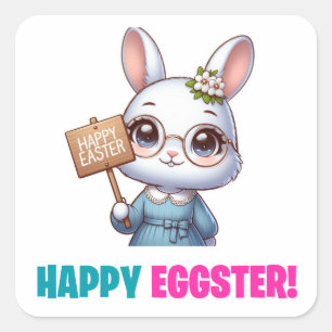 Sticker Carré Happy Eggster - Fleurs Drôle
