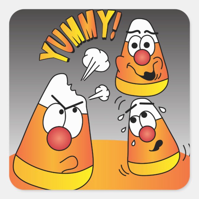 Sticker Carré Happy Halloween Candy Corn Guys (Devant)