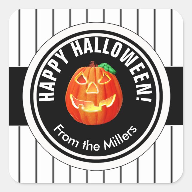 Sticker Carré Happy Halloween Citrouille ID212 (Devant)