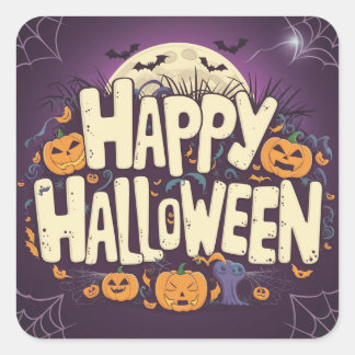 Sticker Carré Happy Halloween - Fête