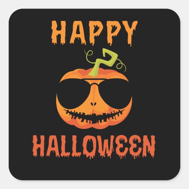 Sticker Carré Happy Halloween le plus froid Citrouille (Devant)