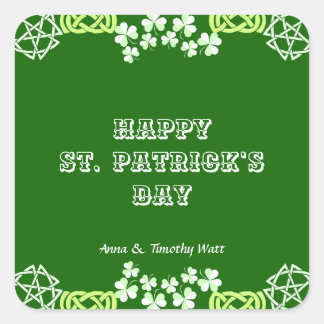 Sticker Carré Happy Jour de la Saint Patrick Celtic Lucky Shamro