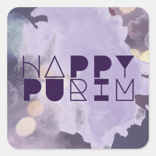 Sticker Carré HAPPY PURIM en violet