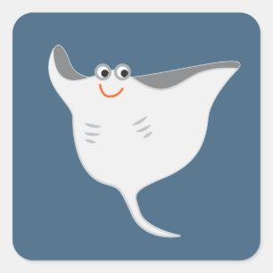 Sticker Carré Happy Stingray