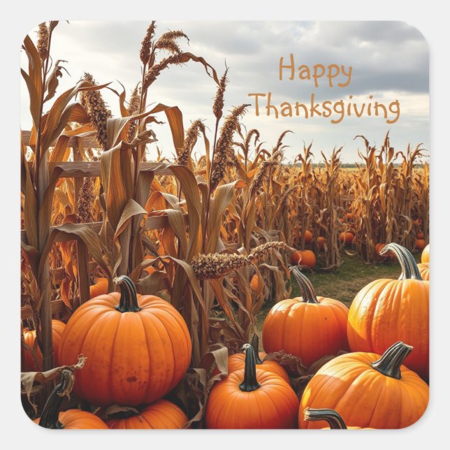 Sticker Carré Happy Thanksgiving (Devant)