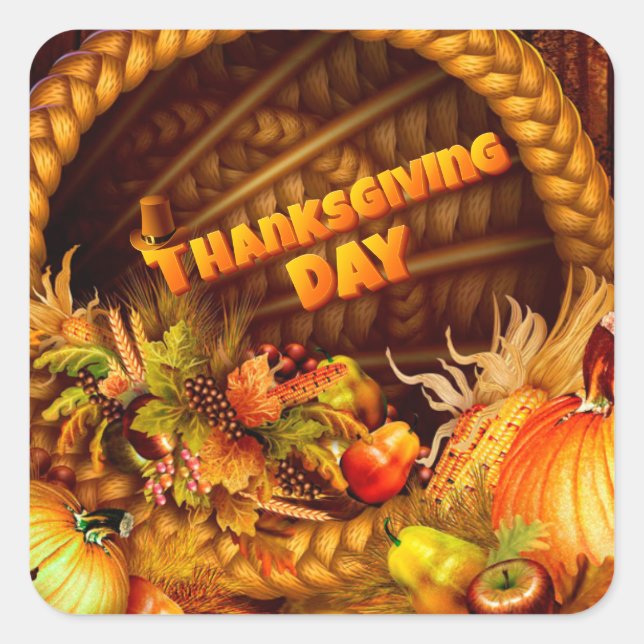 Sticker Carré Happy Thanksgiving (Devant)