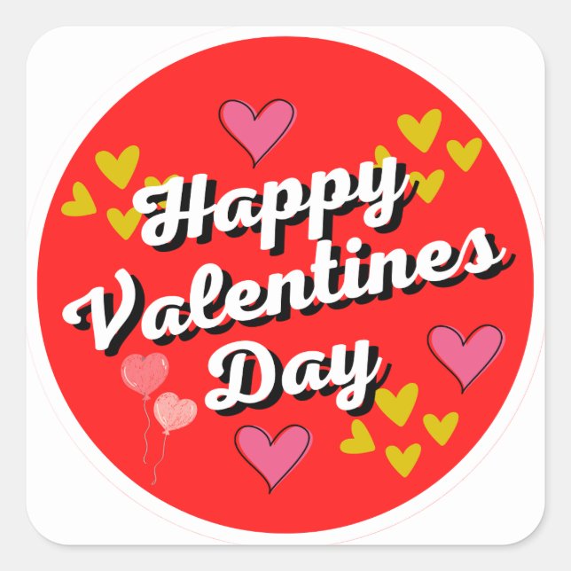 Sticker Carré Happy valentines day (Devant)