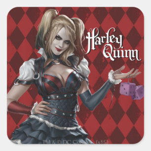 Sticker Carré Harley Quinn Avec Dice Fuzzy
