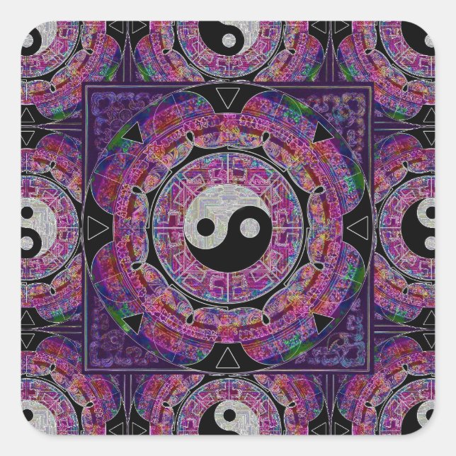 Sticker Carré Harmonie et équilibre Purple Mandala (Devant)