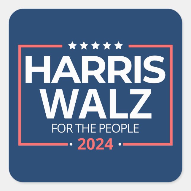Sticker Carré Harris Waltz 2024 Election Kamala Harris Tim Waltz (Devant)