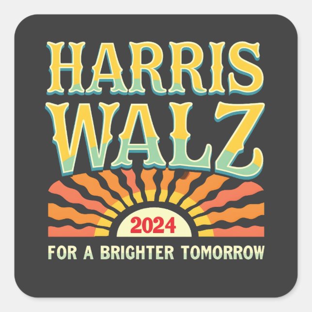 Sticker Carré Harris Waltz pour un avenir meilleur Kamala Harris (Devant)