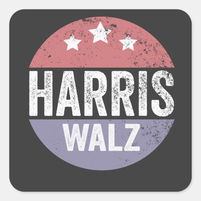Sticker Carré Harris Walz 2024 Election Kamala Tim Waltz America (Devant)