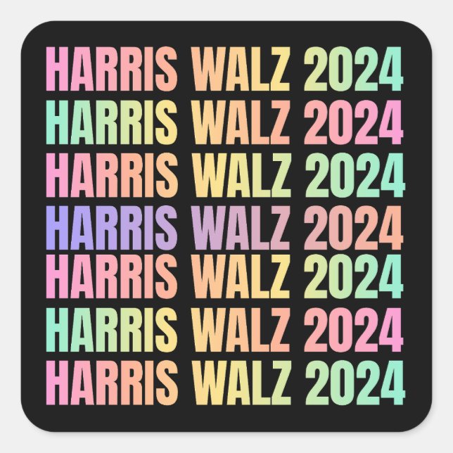 Sticker Carré Harris Walz 2024 Rainbow (Devant)