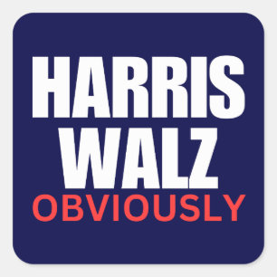 Sticker Carré Harris Walz ÉVIDEMMENT   Harris Walz 2024 Évidemme