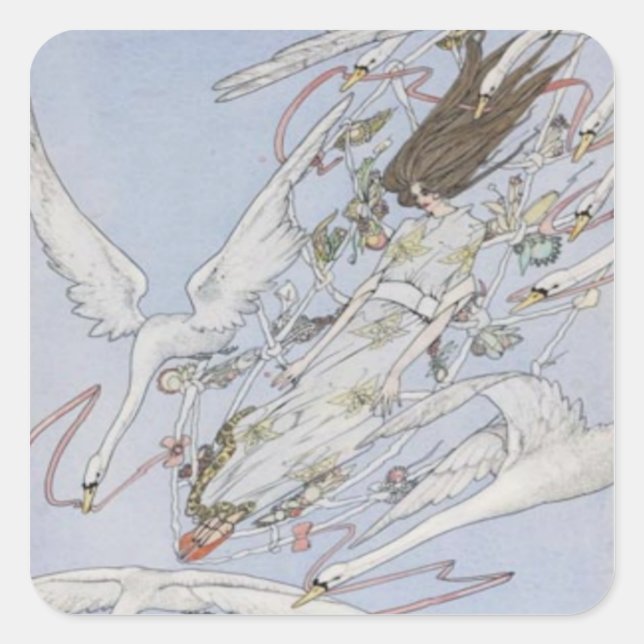 Sticker Carré Harry Clarke Wild Swans (Devant)