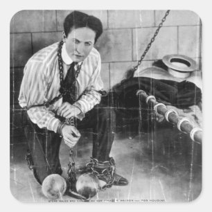 Sticker Carré Harry Houdini sur le point de s'échapper de prison