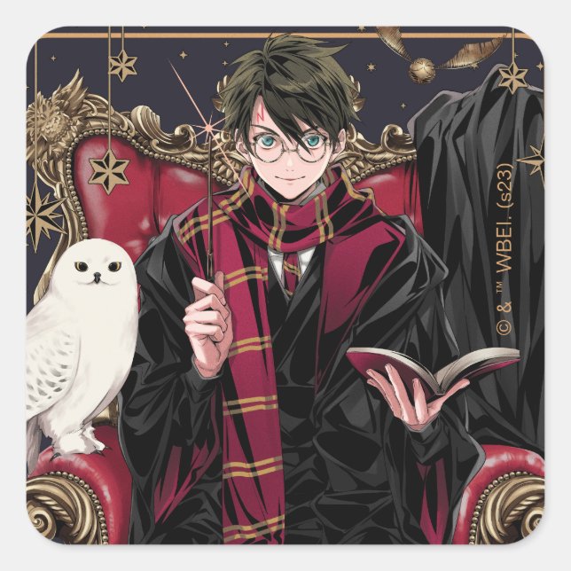 Sticker Carré HARRY POTTER™ | Anime HARRY POTTER™ assis (Devant)